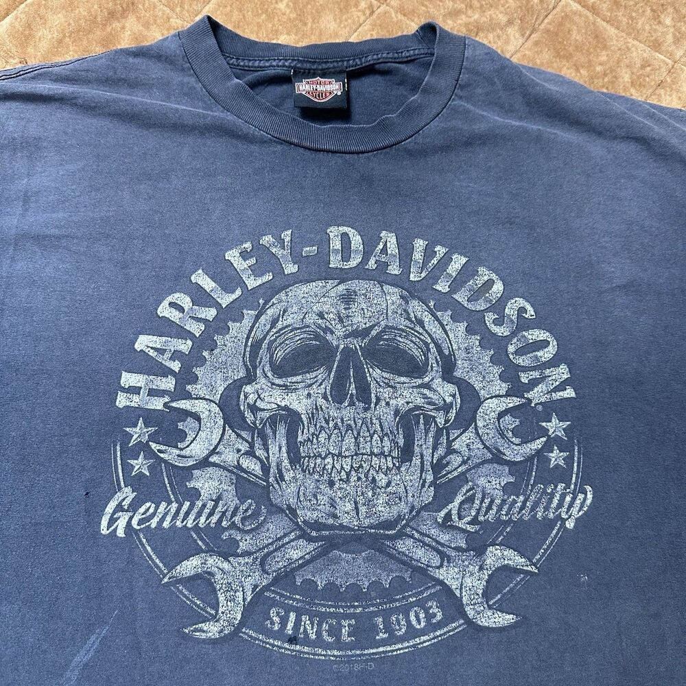 Harley Davidson Y2K Skull Print Mens Size XXL Biker Moto Grunge Distressed